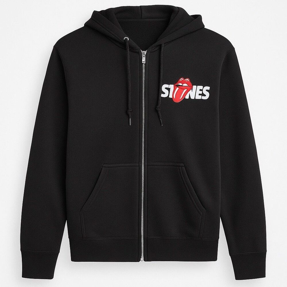 Rolling Stones Zip Hoodie Black Tongue Logo Bravado Merch Men’s Small